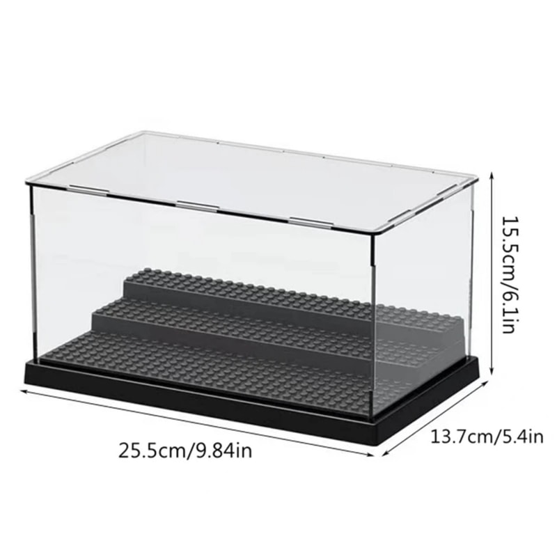 Large Acrylic Display Case with Movable Steps Dustproof Clear Storage for Collectibles