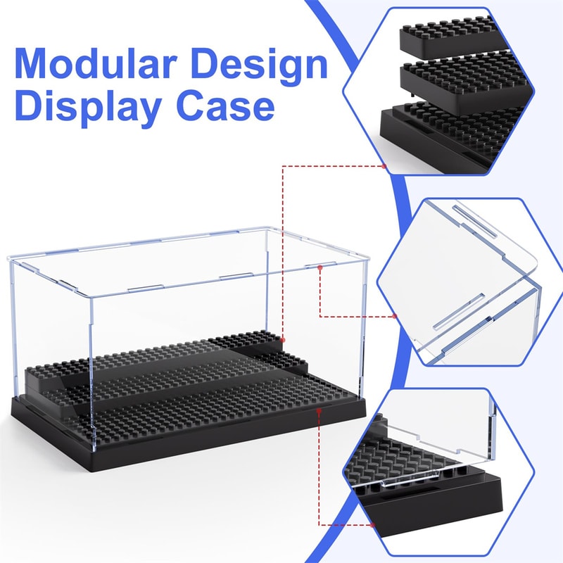 Large Acrylic Display Case with Movable Steps Dustproof Clear Storage for Collectibles