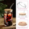 Cute Bow Glass Cup with Lid and Straw Aesthetic Iced Coffee Tumbler