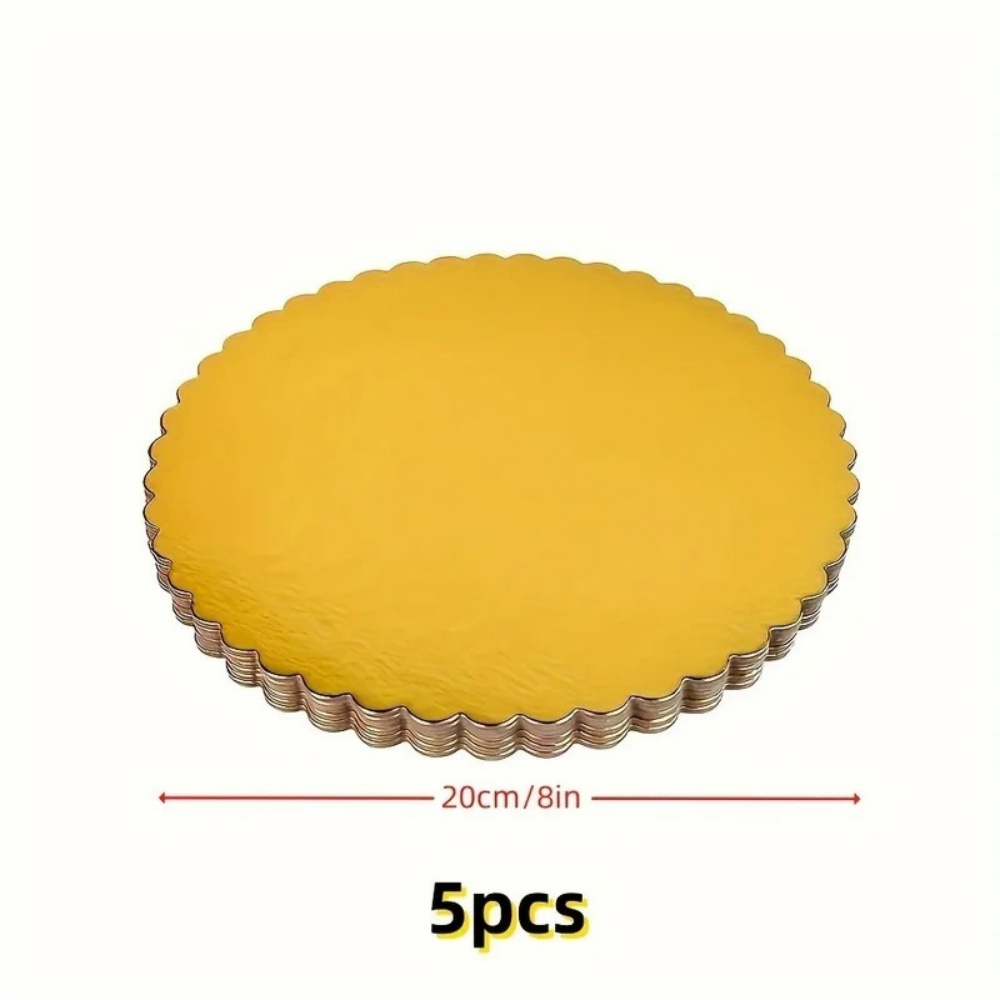 Premium Gold Cake Boards Set with Scalloped Edge Greaseproof Round Cake Boards 5 Pack 8 and 10 Inch