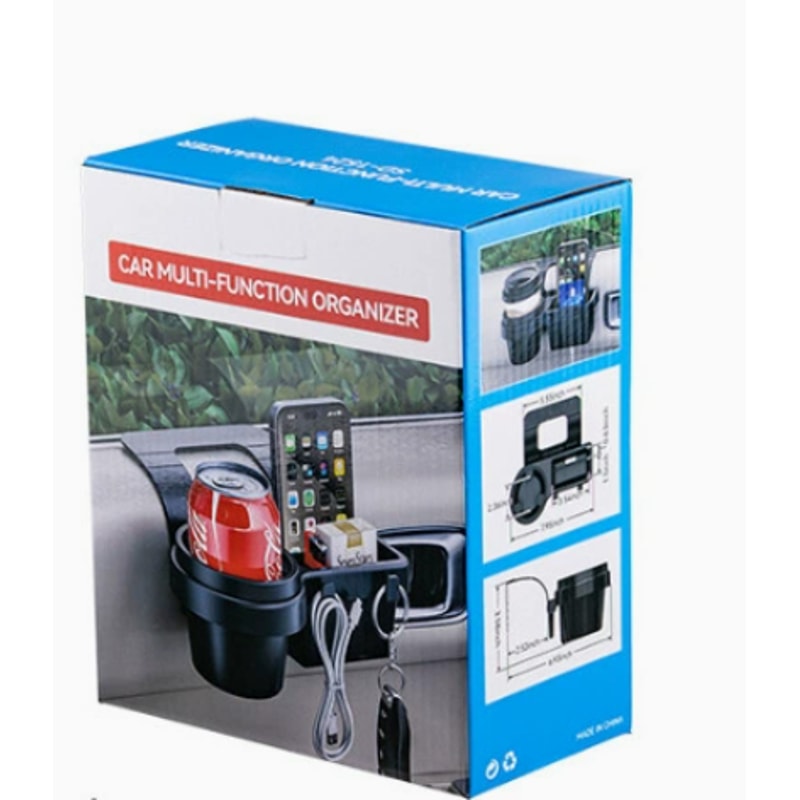 Multifunctional Car Seat Organizer with Cup Holder and Side Pocket Storage Box