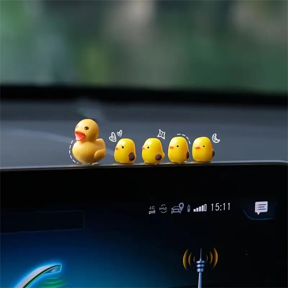 Cute Duck Car Ornament Set Fun Dashboard Decor Accessories