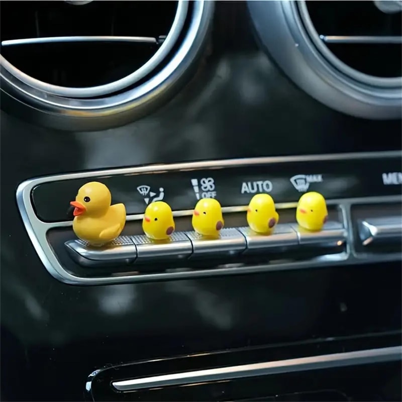 Cute Duck Car Ornament Set Fun Dashboard Decor Accessories