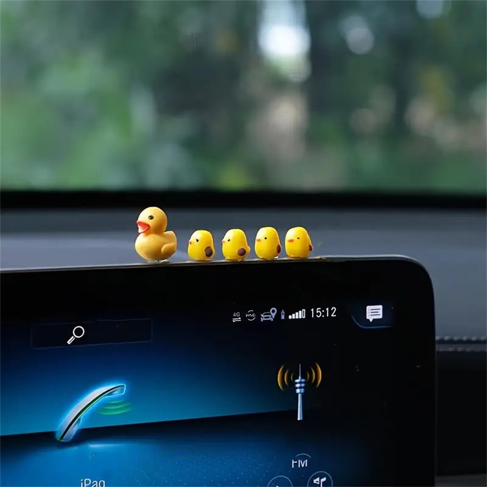 Cute Duck Car Ornament Set Fun Dashboard Decor Accessories