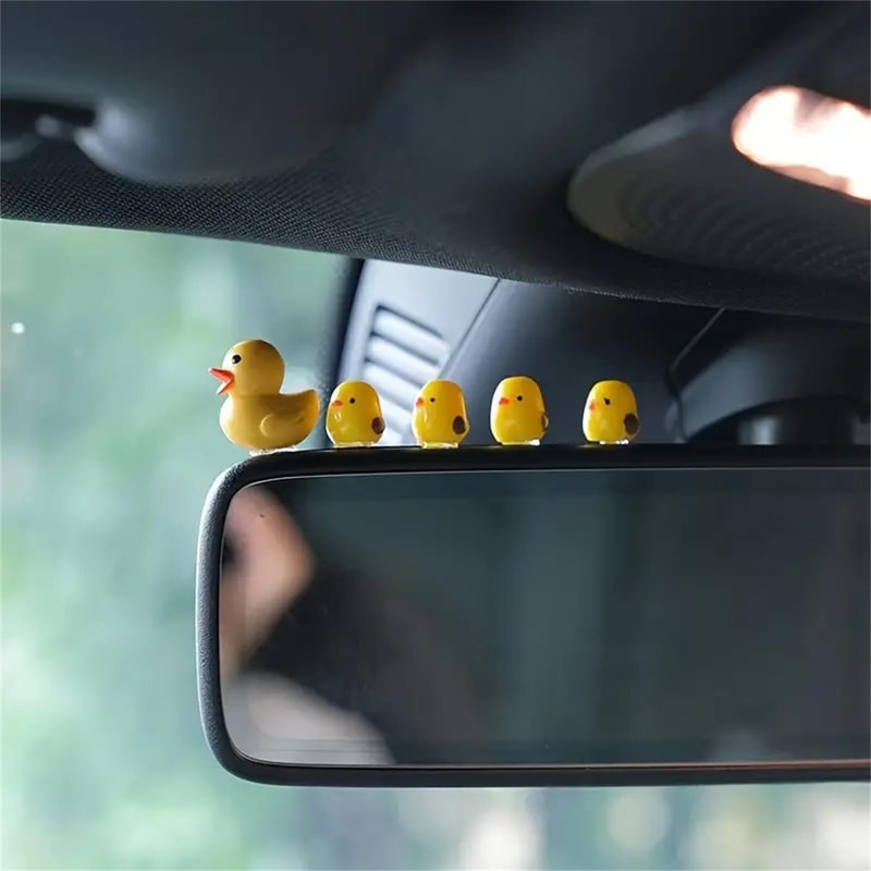 Cute Duck Car Ornament Set Fun Dashboard Decor Accessories
