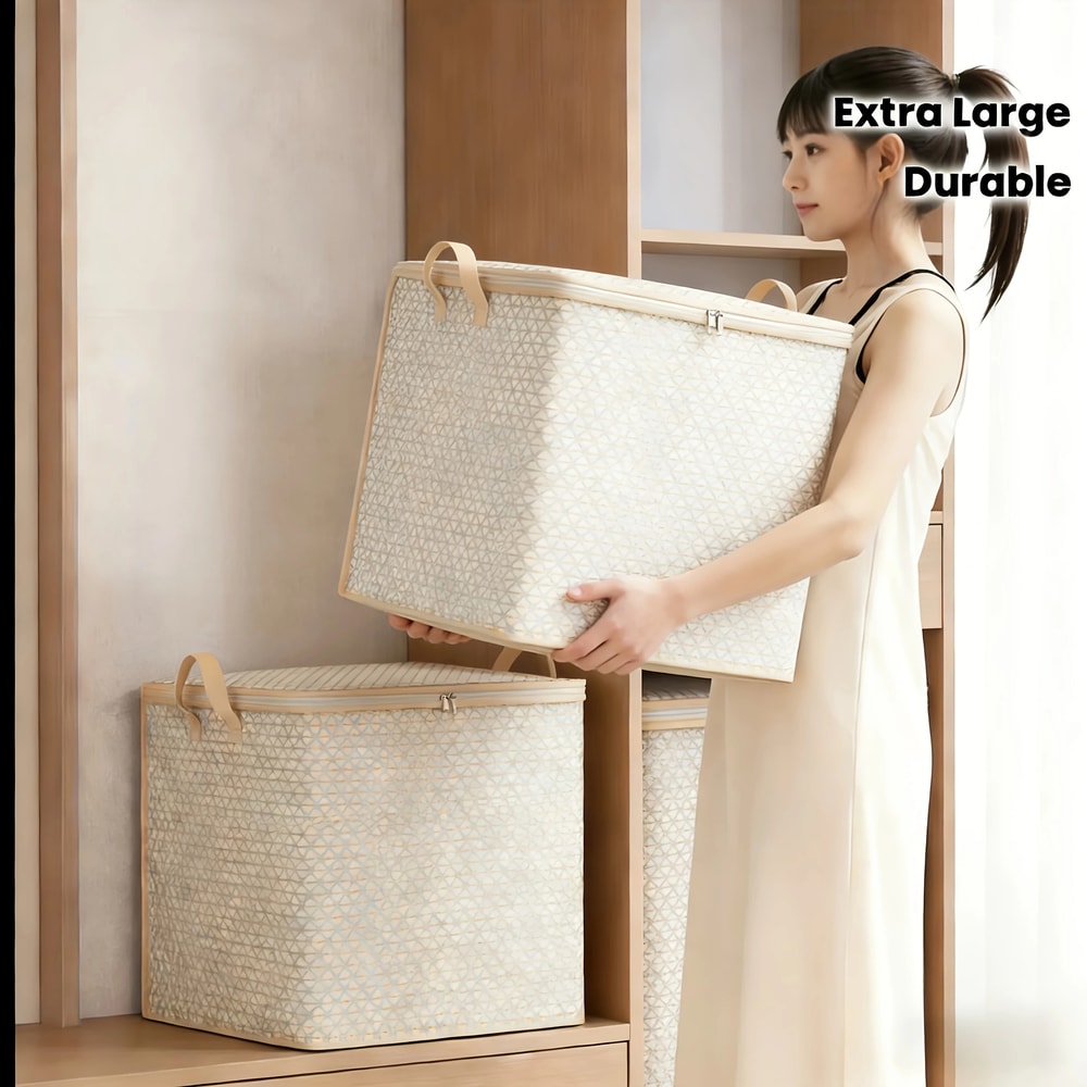 Extra Large Heavy Duty Large Storage Bag with Zipper Dustproof Clothes & Bedding Organizer