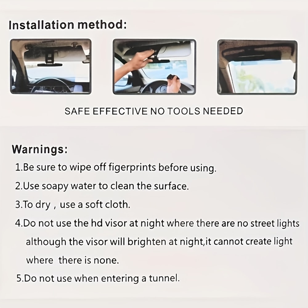 Polarized Car Sun Visor Extender Anti Glare Adjustable Clip Shield