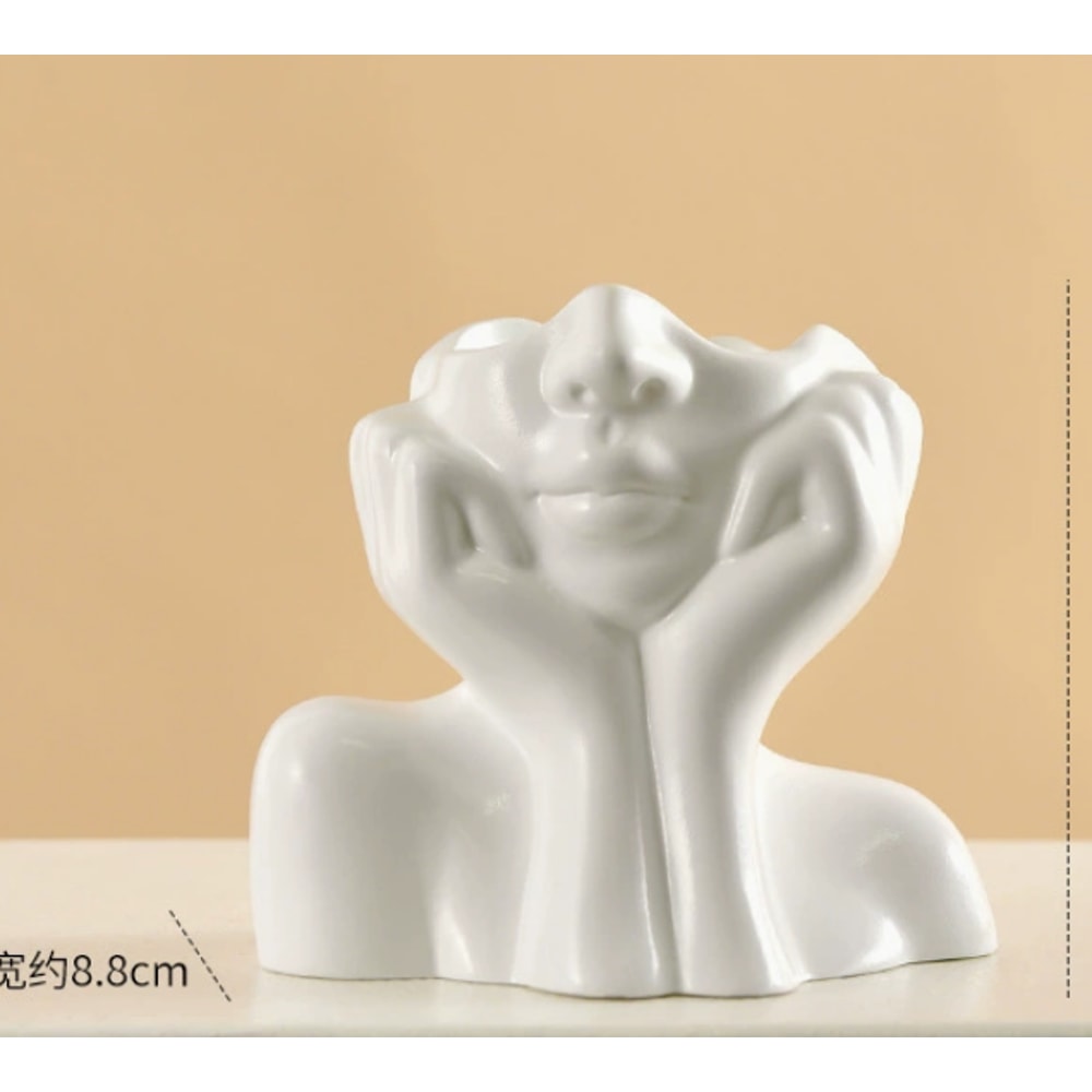 Minimalist Face Sculpture Makeup Brush Holder Desk Organizer