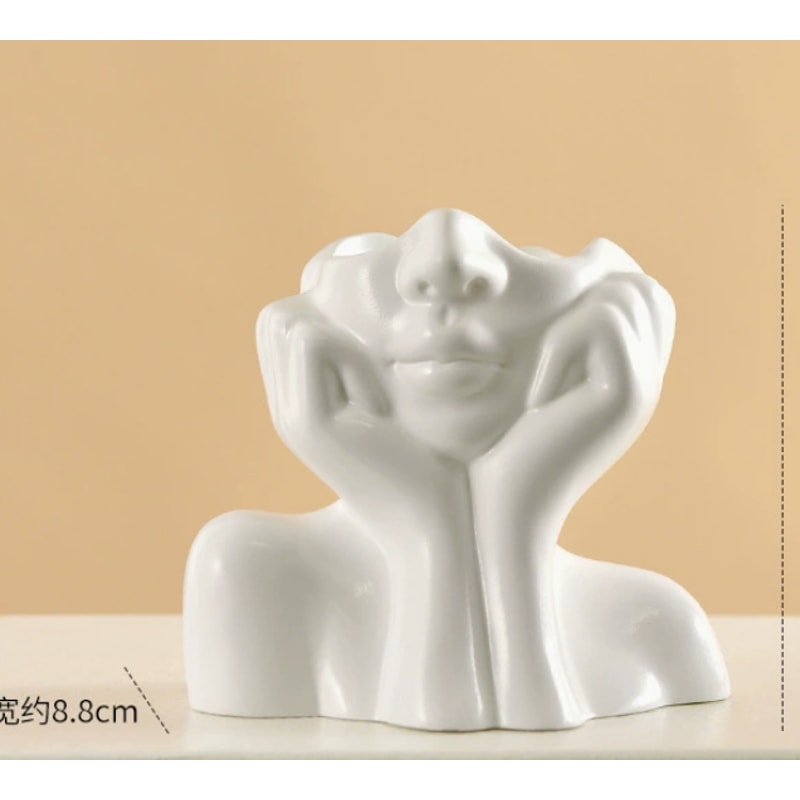 Minimalist Face Sculpture Makeup Brush Holder Desk Organizer