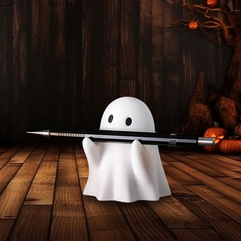 Ghost Pen Holder Funny Desk Decor Cute Resin Figurine for Office and Home