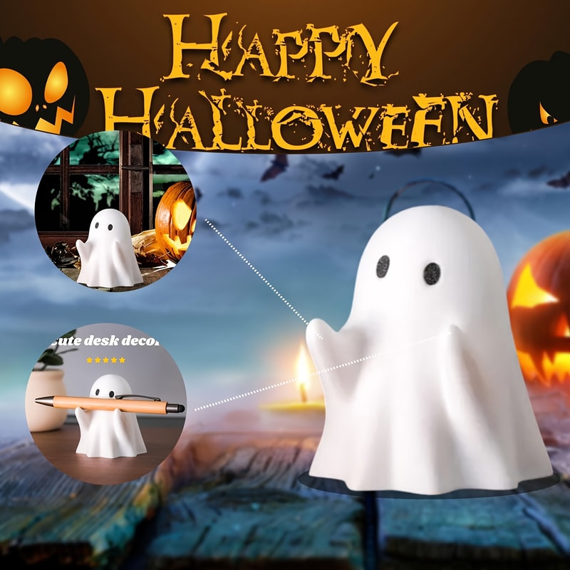 Ghost Pen Holder Funny Desk Decor Cute Resin Figurine for Office and Home