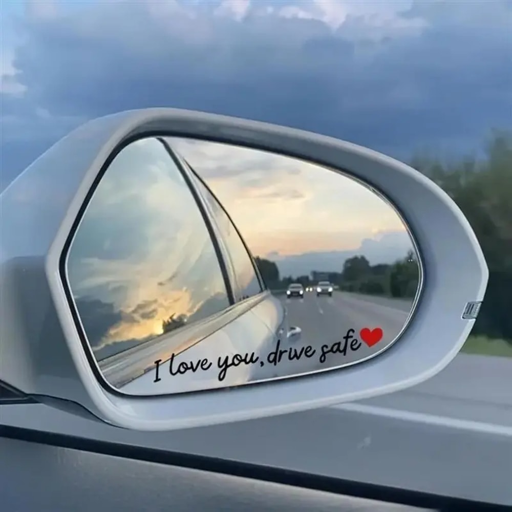 I Love You Drive Safe Rearview Mirror Stickers Cute Car Decals Set