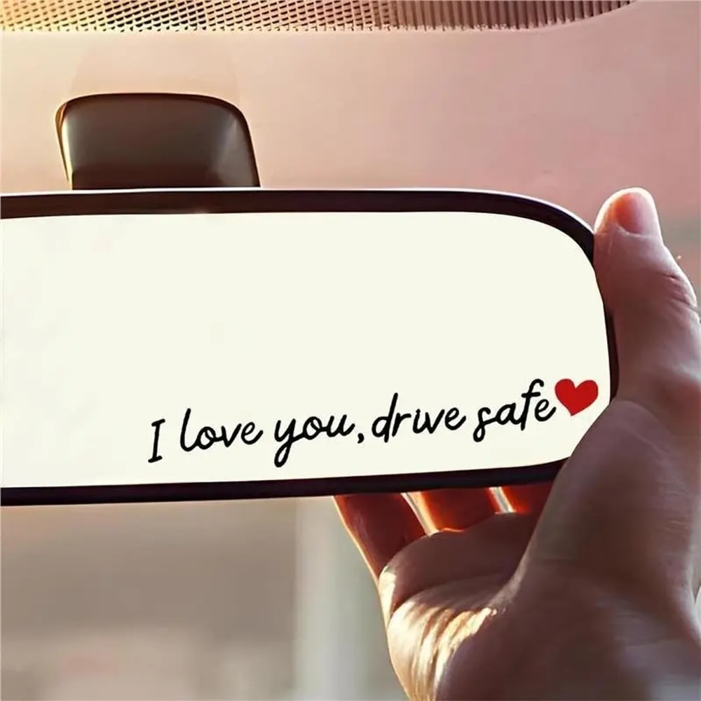 I Love You Drive Safe Rearview Mirror Stickers Cute Car Decals Set