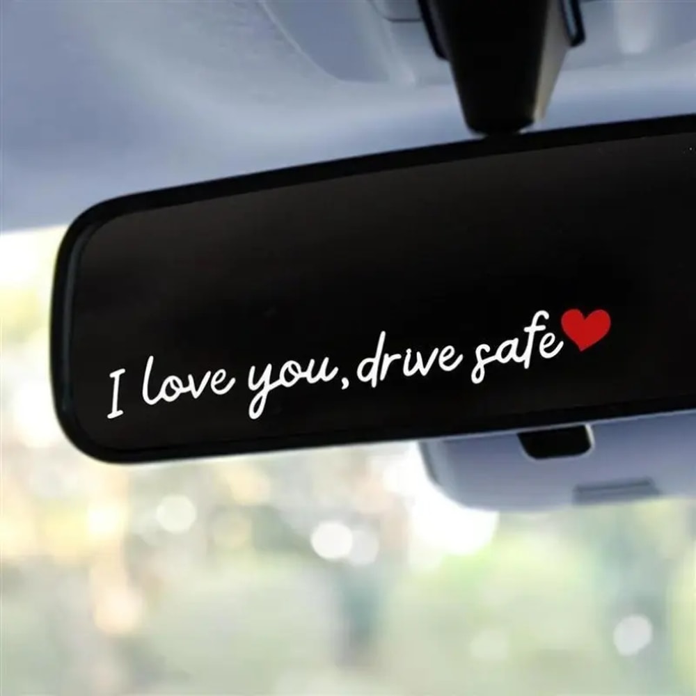 I Love You Drive Safe Rearview Mirror Stickers Cute Car Decals Set