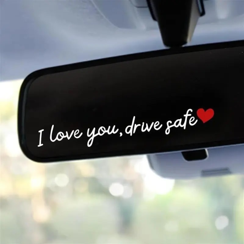 I Love You Drive Safe Rearview Mirror Stickers Cute Car Decals Set