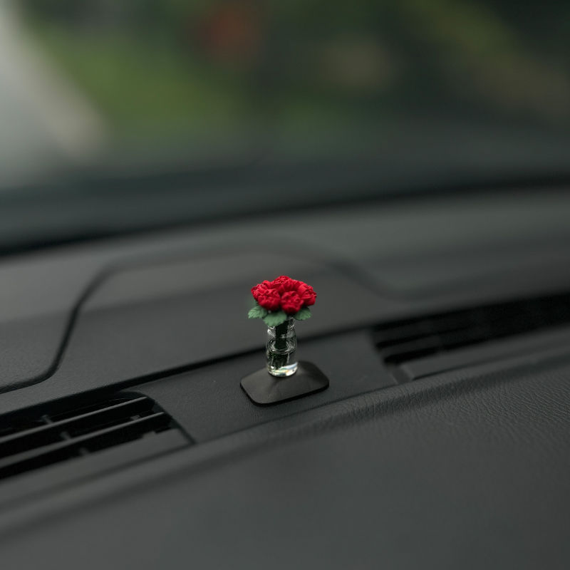 Mini Rose Car Dashboard Decoration Cute Floral Car Accessory for Women
