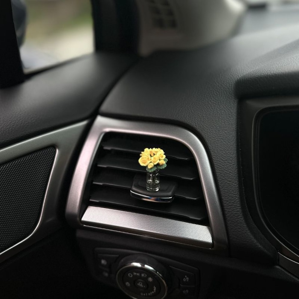 Mini Rose Car Dashboard Decoration Cute Floral Car Accessory for Women