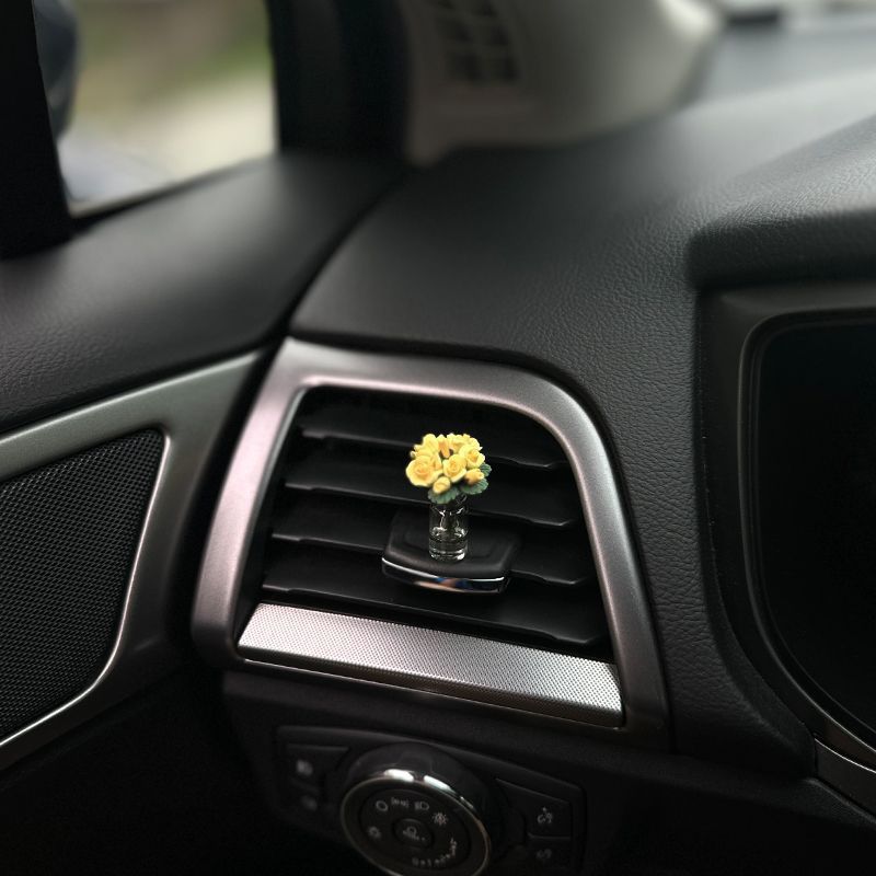 Mini Rose Car Dashboard Decoration Cute Floral Car Accessory for Women