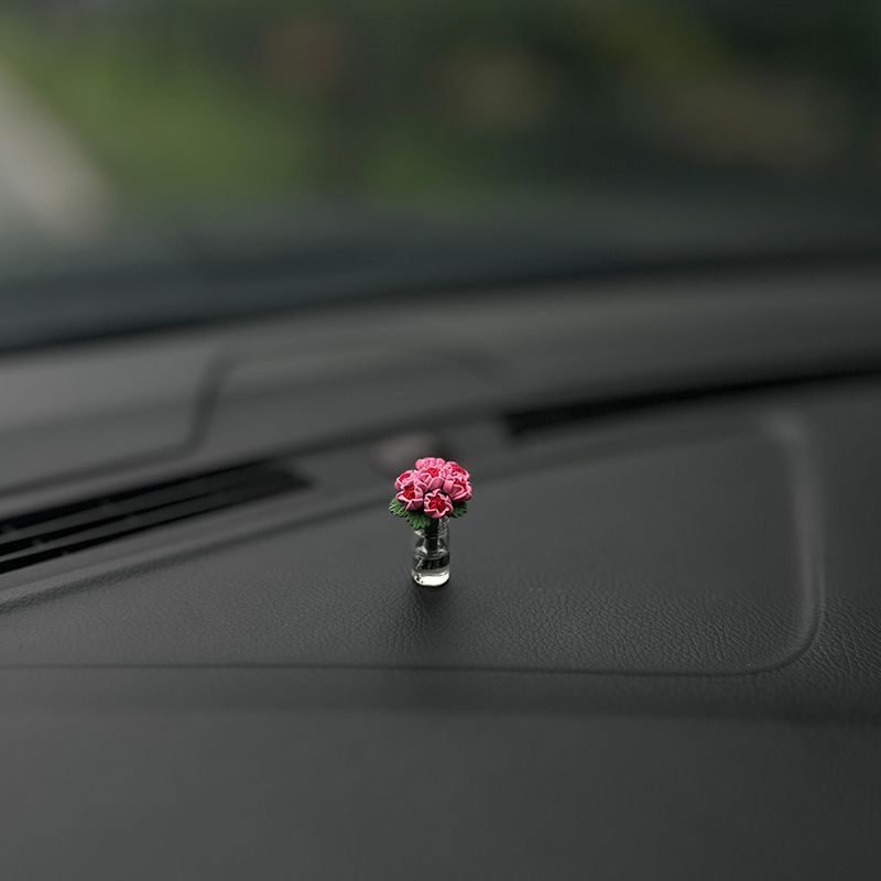 Mini Rose Car Dashboard Decoration Cute Floral Car Accessory for Women