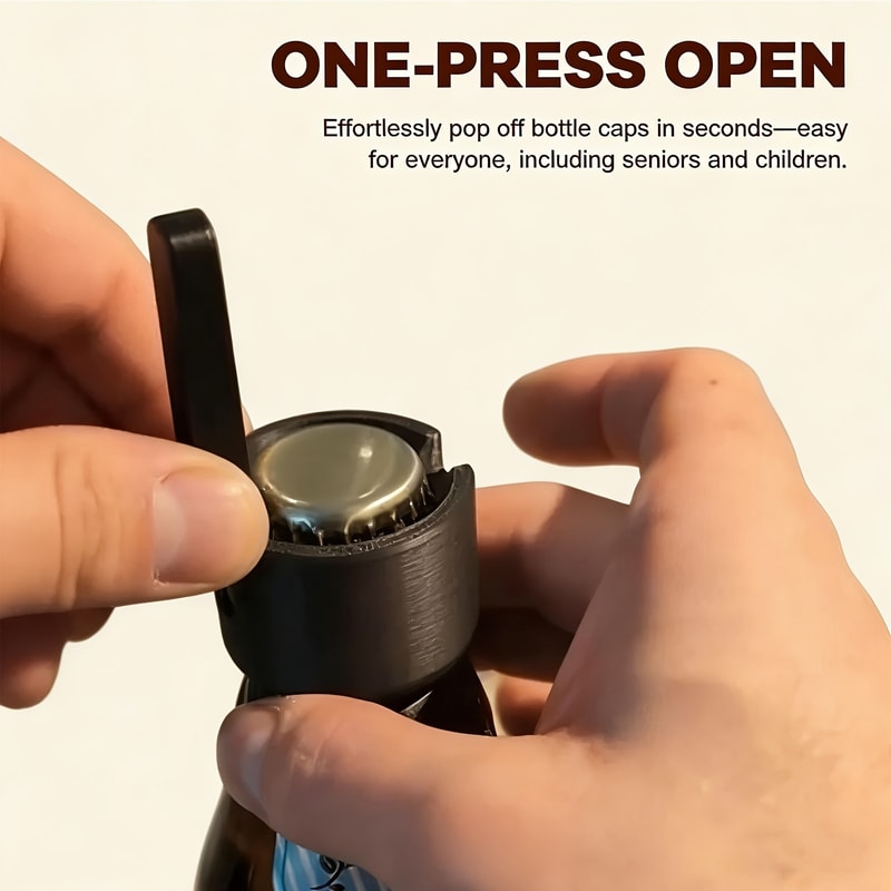 Wall Mounted Bottle Opener One Handed Beer Cap Launcher Bar Gadget