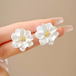 camellia flower earrings elegant floral stud earrings for weddings and everyday style