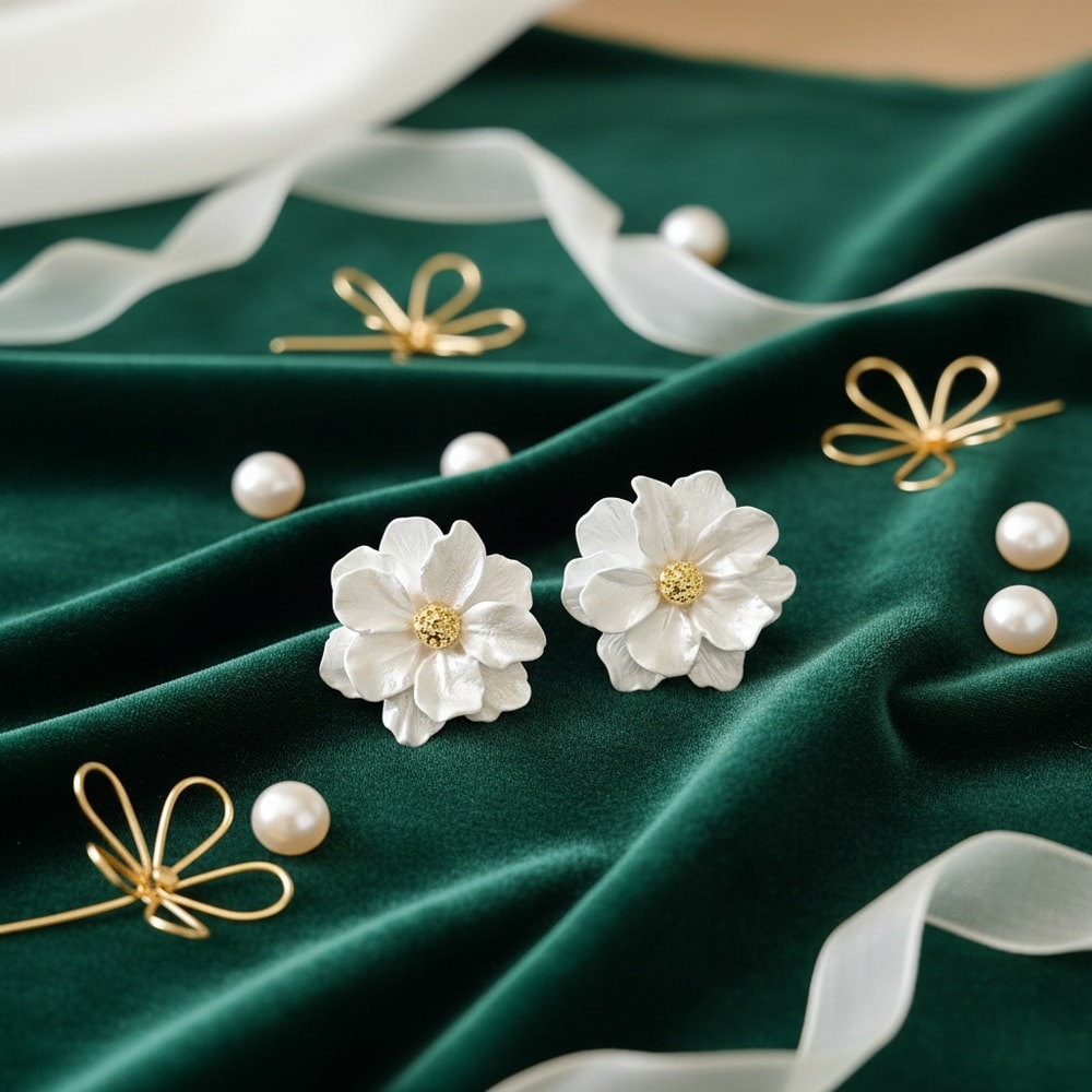 Camellia Flower Earrings Elegant Floral Stud Earrings for Weddings and Everyday Style