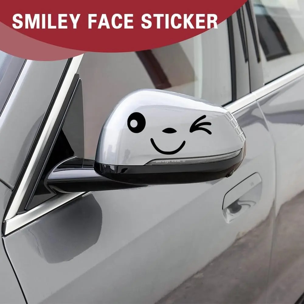 Cute Smiley Face Car Mirror Stickers car mirror stickers for Fun Rearview Style