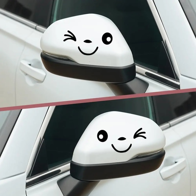 Cute Smiley Face Car Mirror Stickers car mirror stickers for Fun Rearview Style