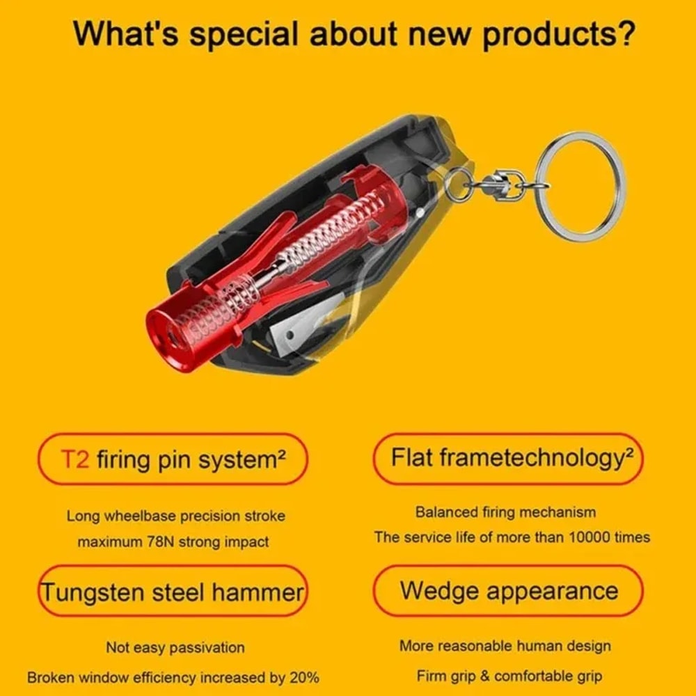 Car Window Breaker Seatbelt Cutter Keychain Emergency Escape Tool 5