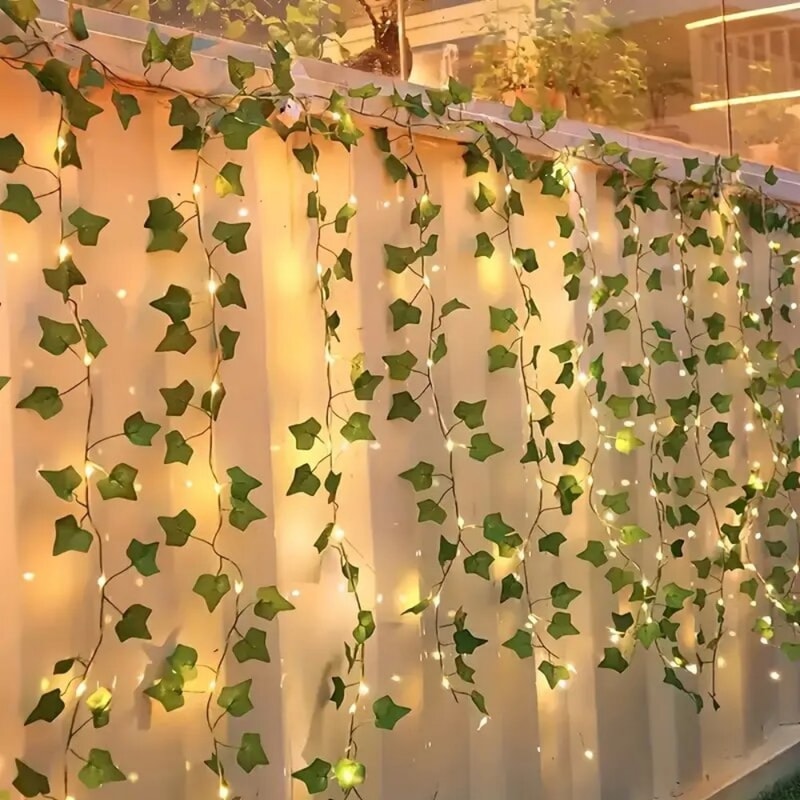 Ivy Leaf String Lights Warm White LED Vine Lights USB Indoor Decor