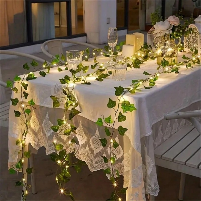 Ivy Leaf String Lights Warm White LED Vine Lights USB Indoor Decor