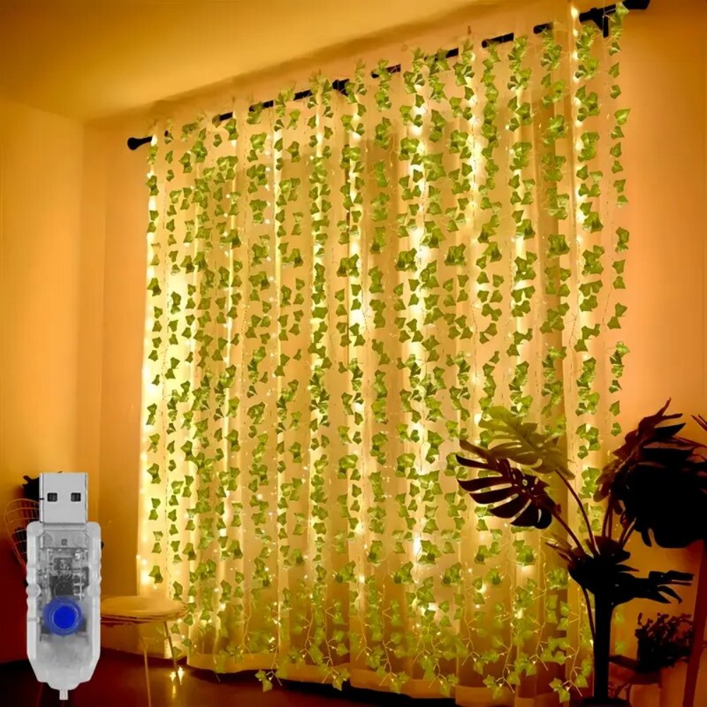 Ivy Leaf String Lights Warm White LED Vine Lights USB Indoor Decor