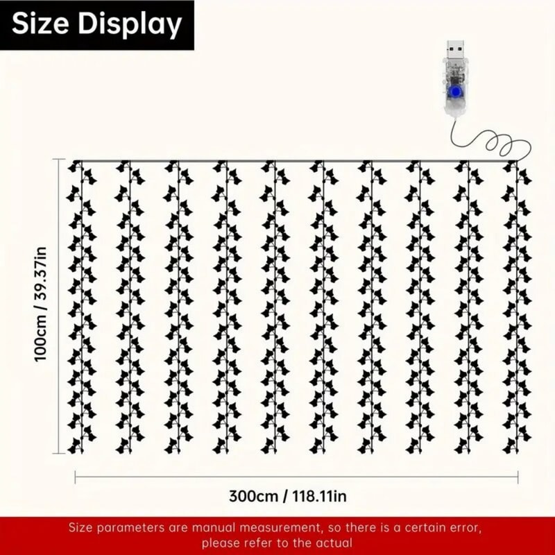 Ivy Leaf String Lights Warm White LED Vine Lights USB Indoor Decor