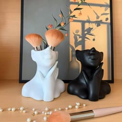creative female bust vase makeup brush holder art decor desk organizer
