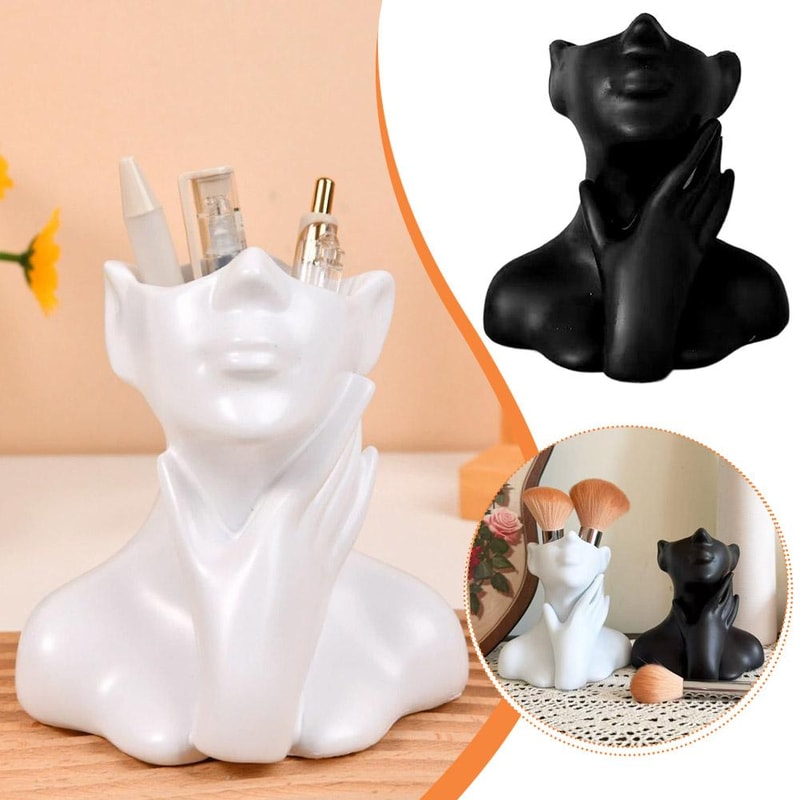 Creative Female Bust Vase Makeup Brush Holder Art Decor Desk Organizer