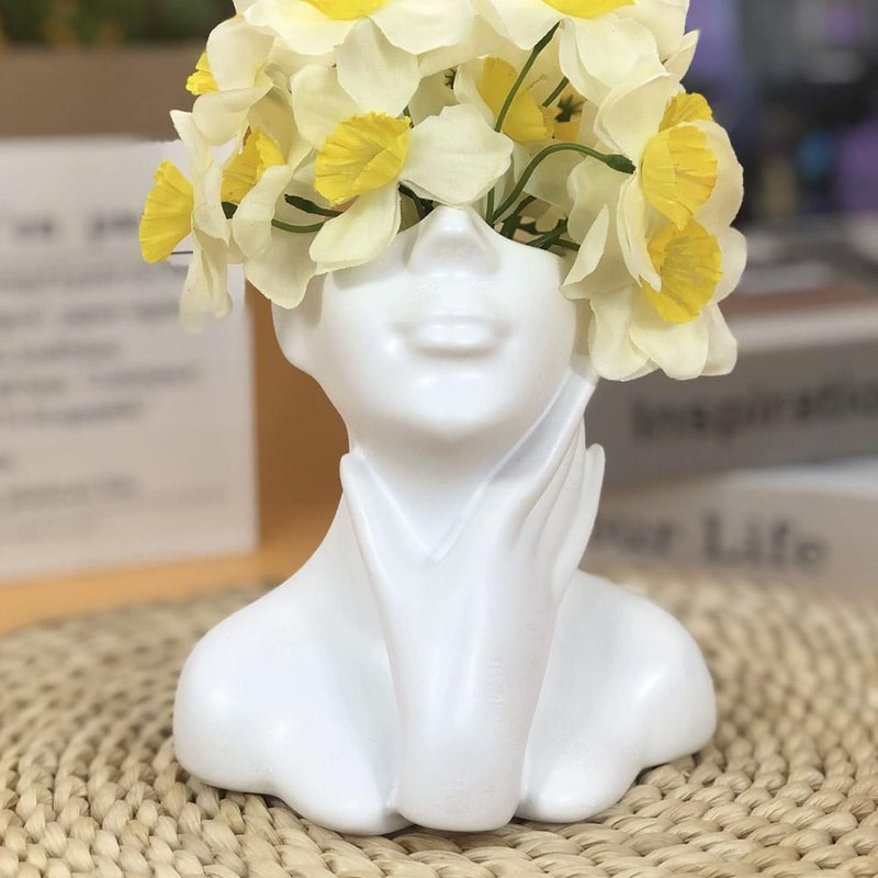 Creative Female Bust Vase Makeup Brush Holder Art Decor Desk Organizer