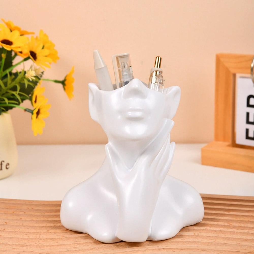 Creative Female Bust Vase Makeup Brush Holder Art Decor Desk Organizer