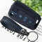 Premium Leather Car Key Case Cover with Keychain for VW Skoda Seat Smart Key Protection