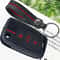 Premium Leather Car Key Case Cover with Keychain for VW Skoda Seat Smart Key Protection