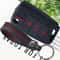 Premium Leather Car Key Case Cover with Keychain for VW Skoda Seat Smart Key Protection