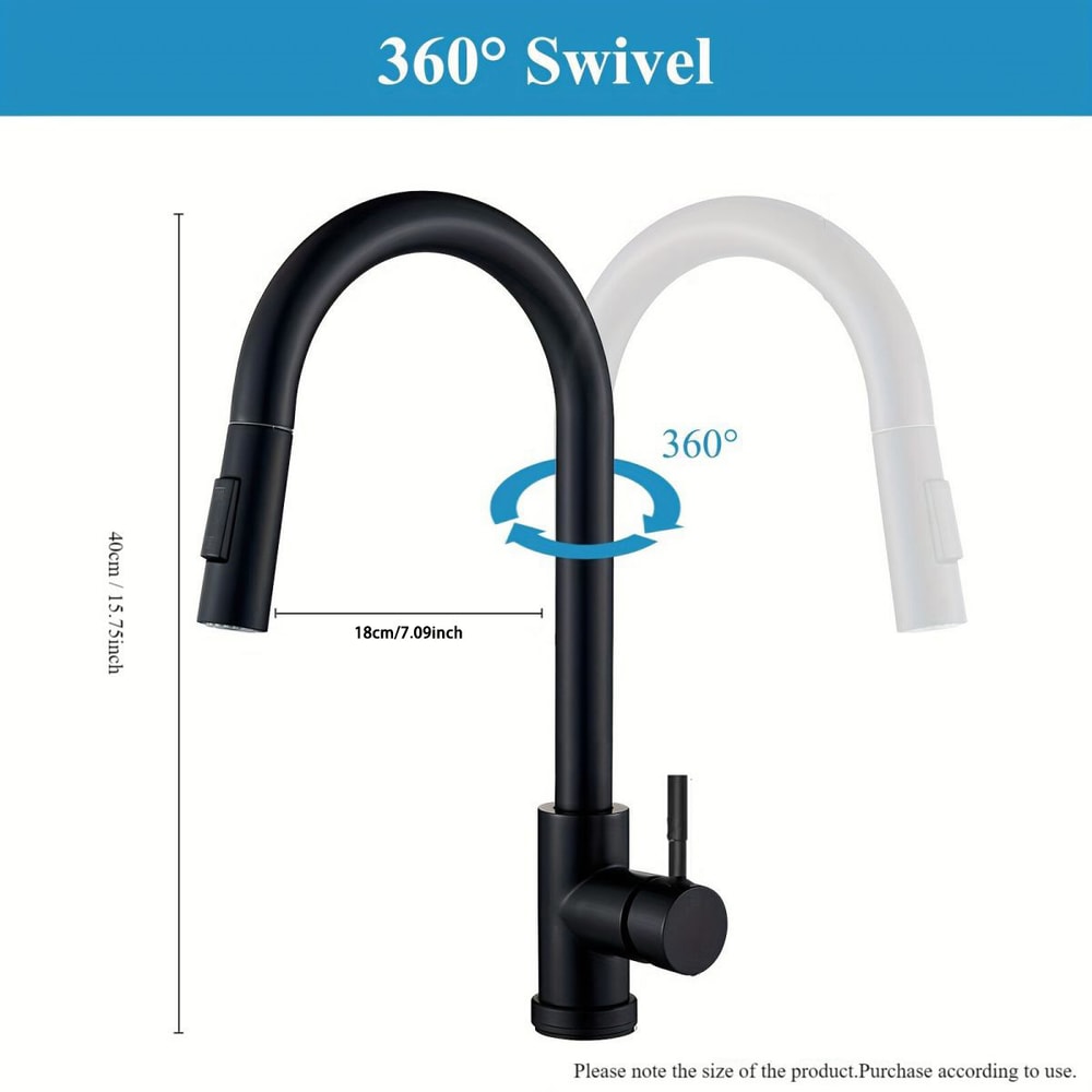 Premium Brushed Black Kitchen Faucet with Pull Out Sprayer & Swivel Spout