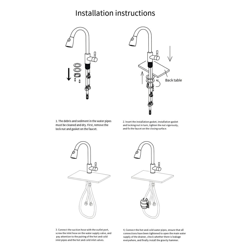 Premium Brushed Black Kitchen Faucet with Pull Out Sprayer & Swivel Spout