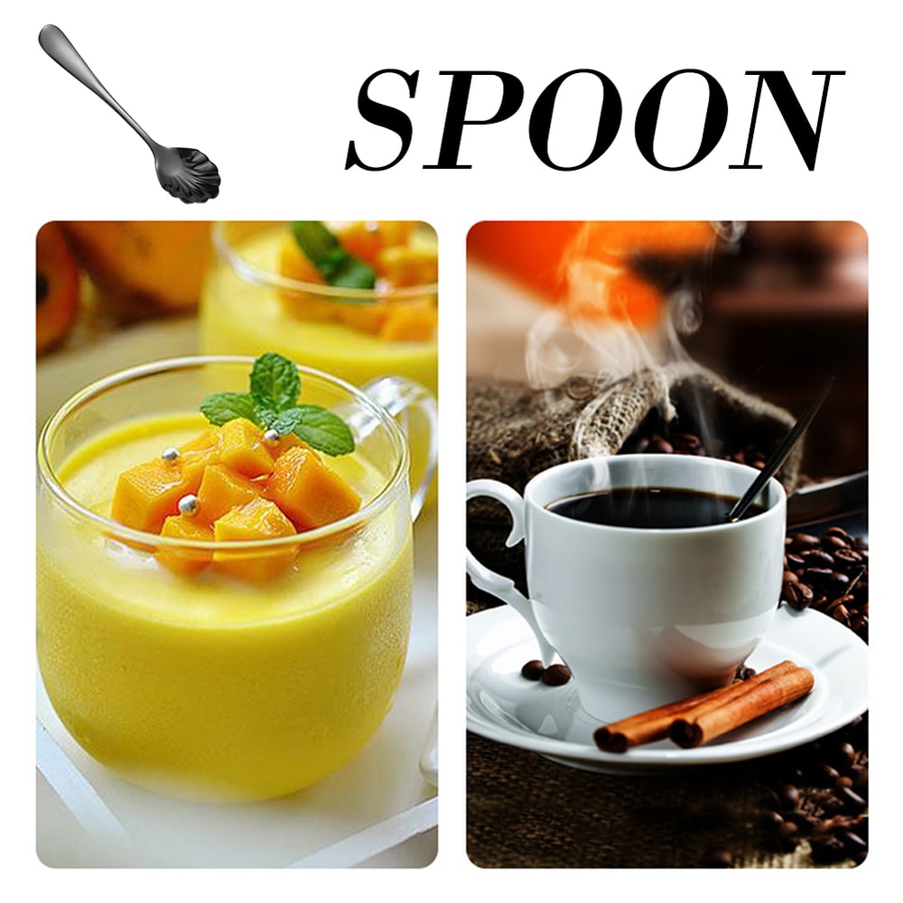 Luxury Gold Shell Shaped Stainless Steel Coffee & Dessert Spoon