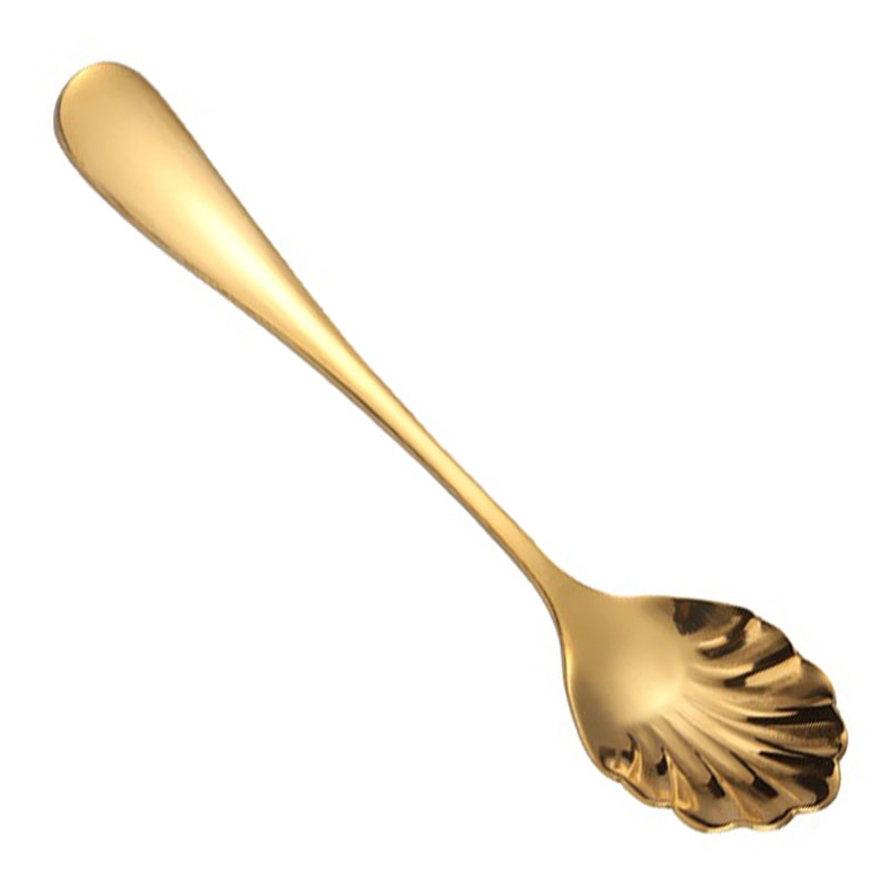 Luxury Gold Shell Shaped Stainless Steel Coffee & Dessert Spoon