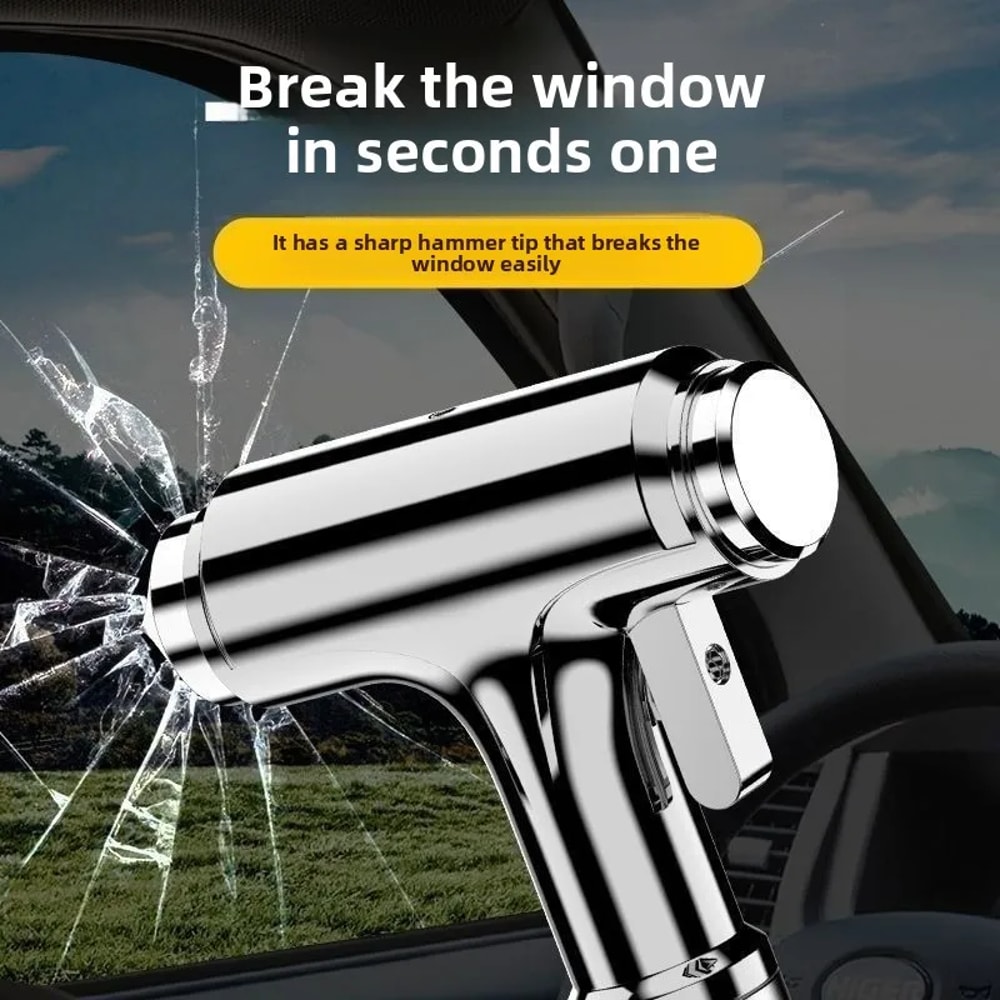 All In One Car Emergency Hammer & Vehicle Safety Tool with Window Breaker and Seat Belt Cutter
