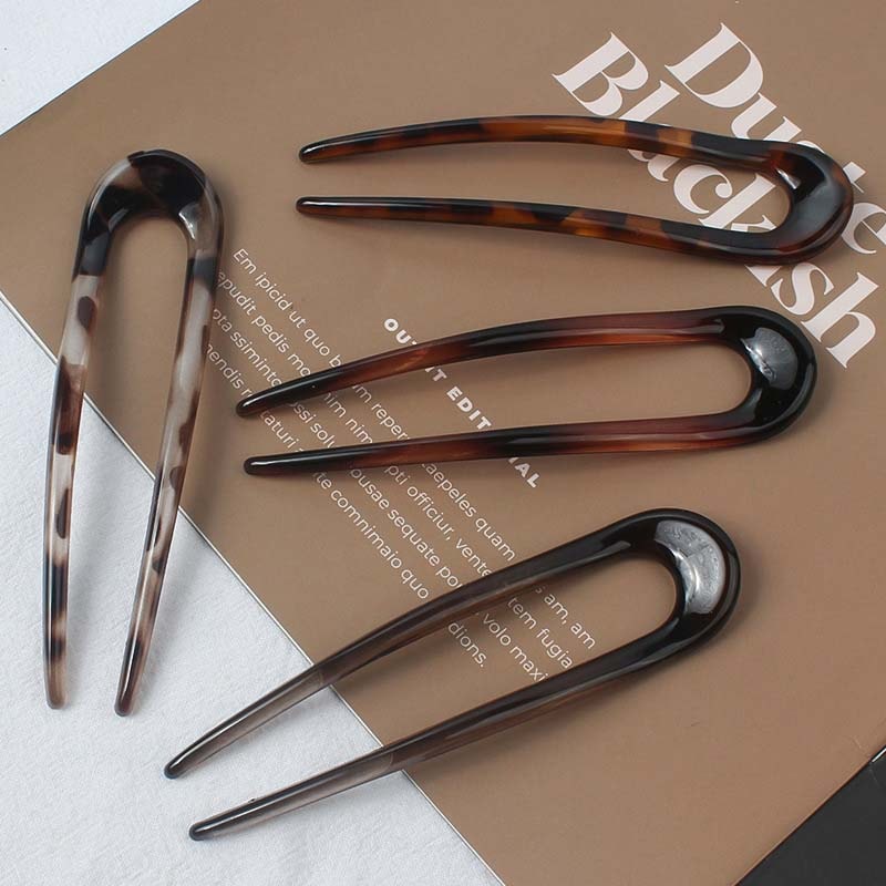 Elegant Acetate U Shaped Hair Fork for Women Stylish Geometric Hairpin