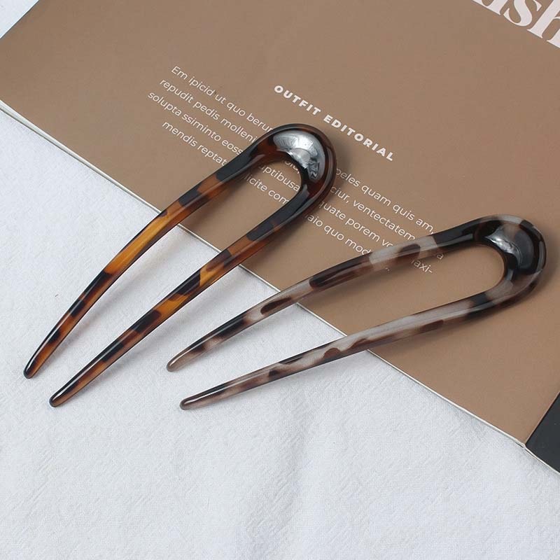 Elegant Acetate U Shaped Hair Fork for Women Stylish Geometric Hairpin