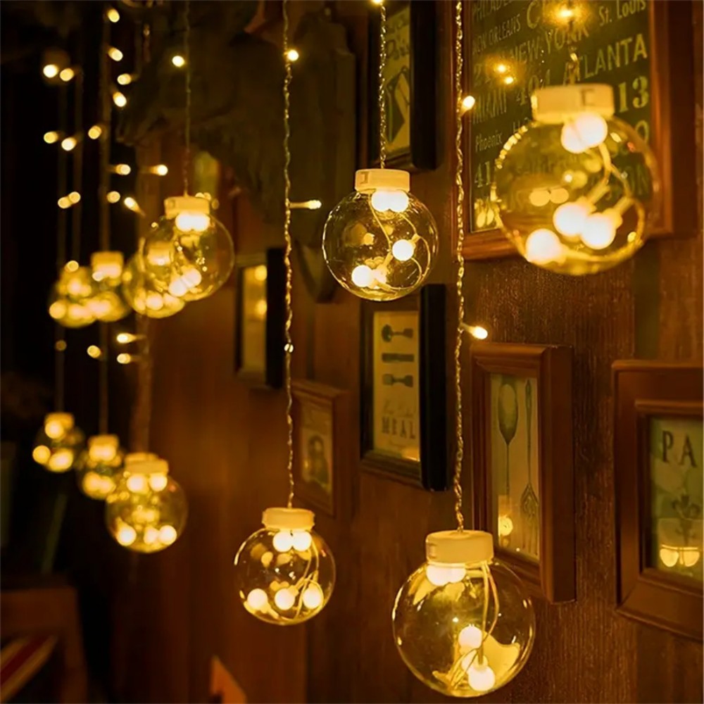 Warm White Ball Wishing Globe Lights Battery Powered String Lights for Bedroom & Party