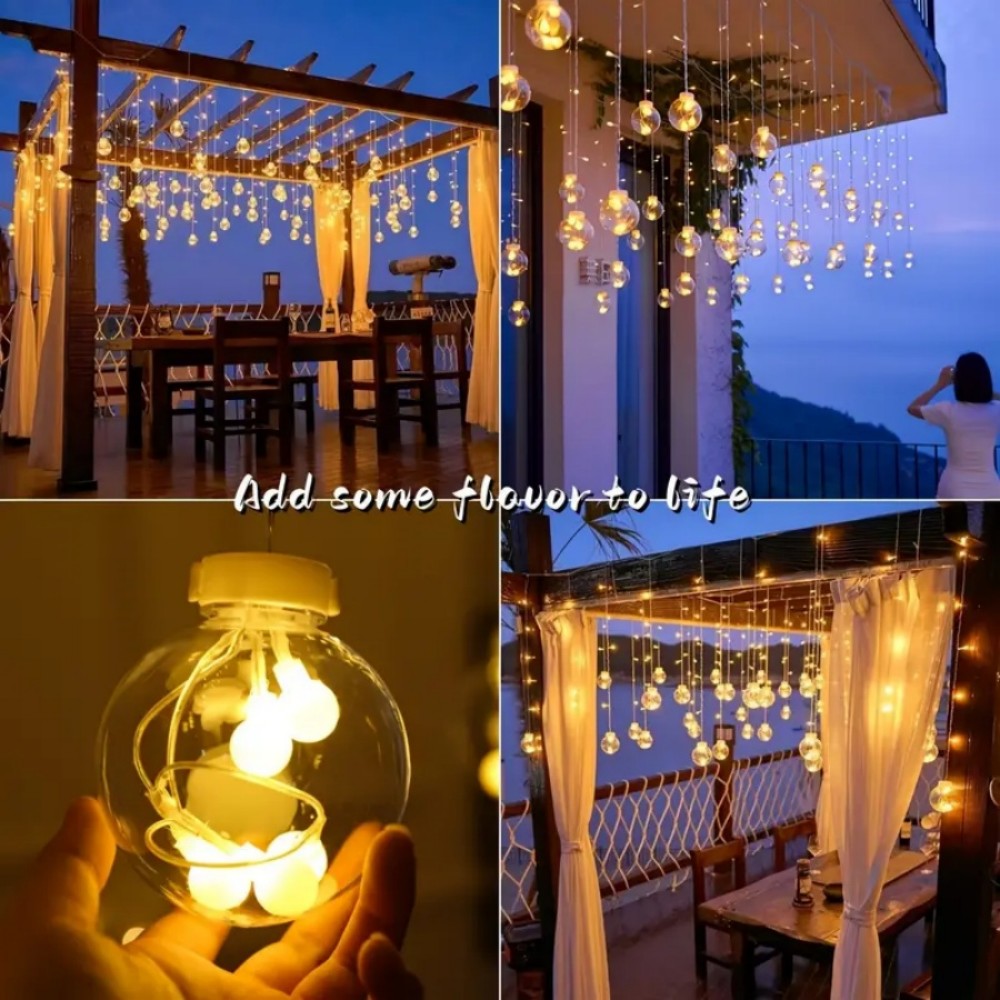 Warm White Ball Wishing Globe Lights Battery Powered String Lights for Bedroom & Party