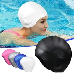 premium silicone swimming cap with ear pockets perfect swim cap for long hair adults & teens
